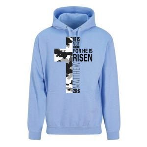 Religious He Is Risen Christian Easter Camouflage Cross Unisex Surf Hoodie