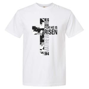 Religious He Is Risen Christian Easter Camouflage Cross Garment-Dyed Heavyweight T-Shirt