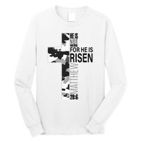 Religious He Is Risen Christian Easter Camouflage Cross Long Sleeve Shirt