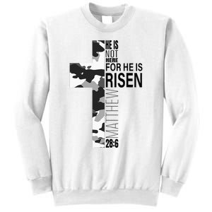 Religious He Is Risen Christian Easter Camouflage Cross Sweatshirt