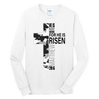 Religious He Is Risen Christian Easter Camouflage Cross Tall Long Sleeve T-Shirt