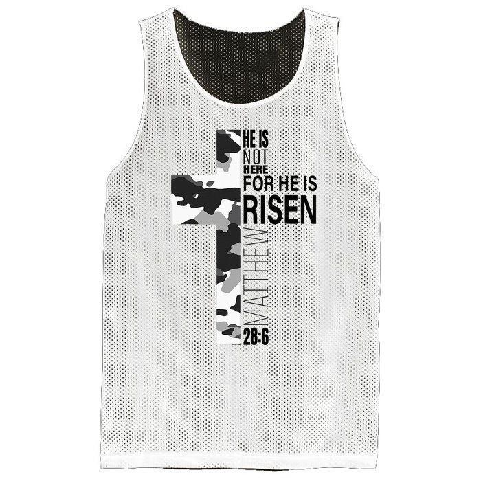 Religious He Is Risen Christian Easter Camouflage Cross Mesh Reversible Basketball Jersey Tank