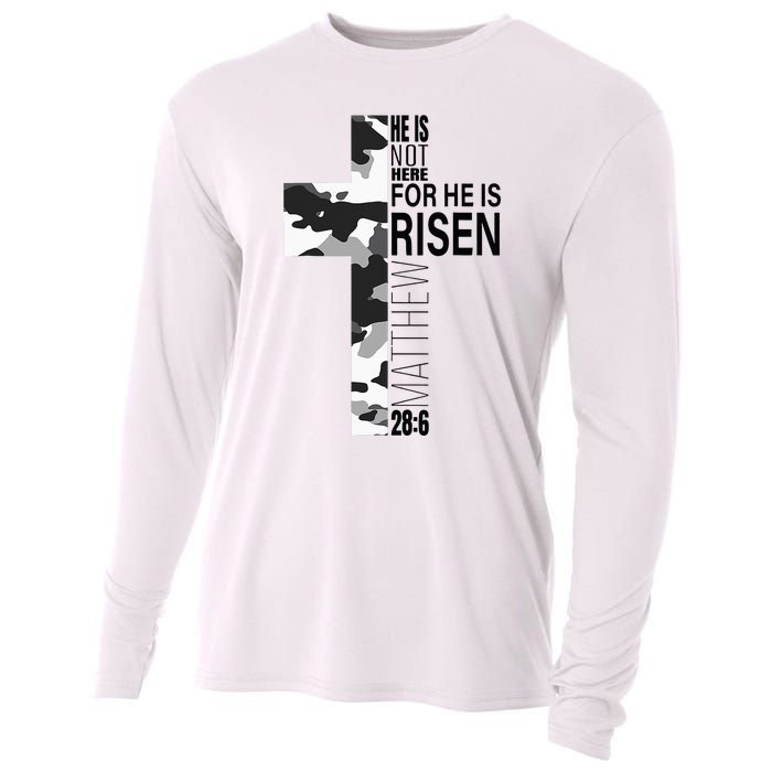 Religious He Is Risen Christian Easter Camouflage Cross Cooling Performance Long Sleeve Crew