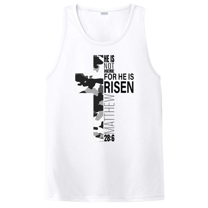 Religious He Is Risen Christian Easter Camouflage Cross PosiCharge Competitor Tank