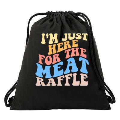 Retro Hippy IM Just Here For The Meat Raffle Meat Drawing Drawstring Bag