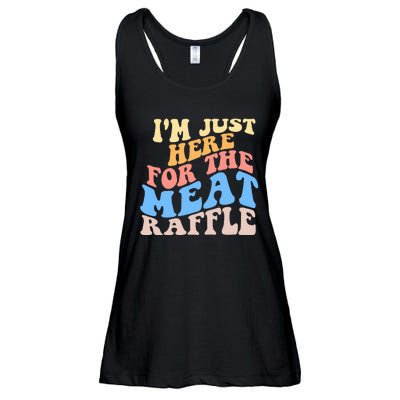 Retro Hippy IM Just Here For The Meat Raffle Meat Drawing Ladies Essential Flowy Tank