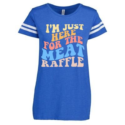 Retro Hippy IM Just Here For The Meat Raffle Meat Drawing Enza Ladies Jersey Football T-Shirt