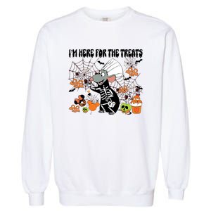 Remy Halloween Im Here For The Treats Snacks Halloween Little Garment-Dyed Sweatshirt