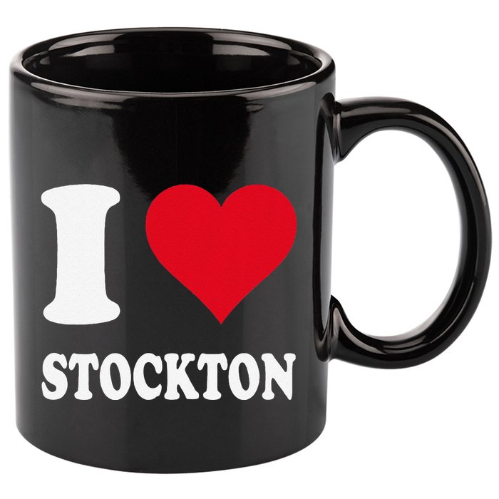 Red Heart I Love Stockton 11oz C Handle Ceramic Mug