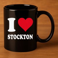 Red Heart I Love Stockton 11oz C Handle Ceramic Mug