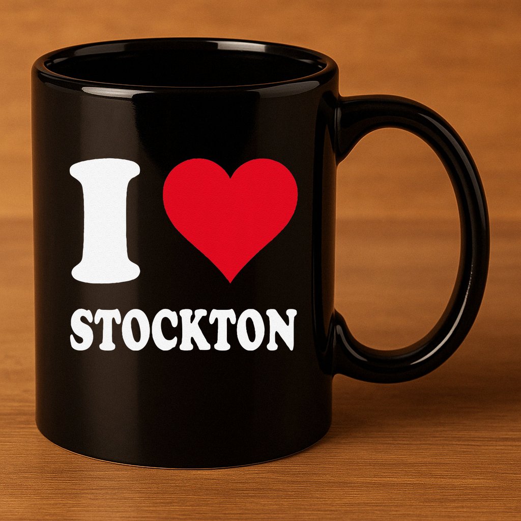 Red Heart I Love Stockton 11oz C Handle Ceramic Mug