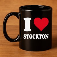 Red Heart I Love Stockton 11oz C Handle Ceramic Mug