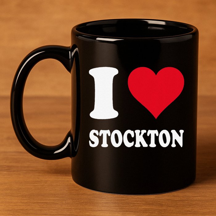 Red Heart I Love Stockton 11oz C Handle Ceramic Mug