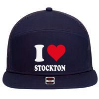 Red Heart I Love Stockton 7 Panel Mesh Trucker Snapback Hat