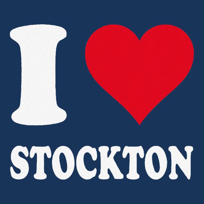 Red Heart I Love Stockton 7 Panel Mesh Trucker Snapback Hat