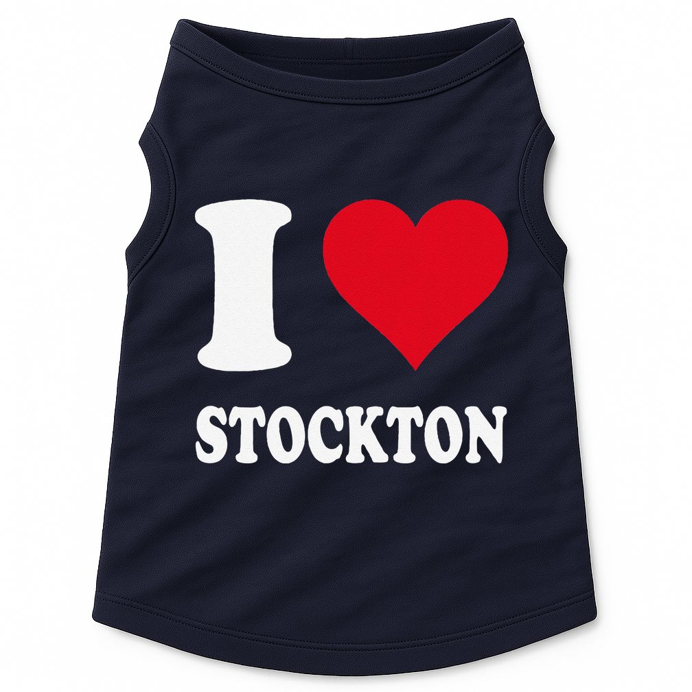 Red Heart I Love Stockton Doggie Tank