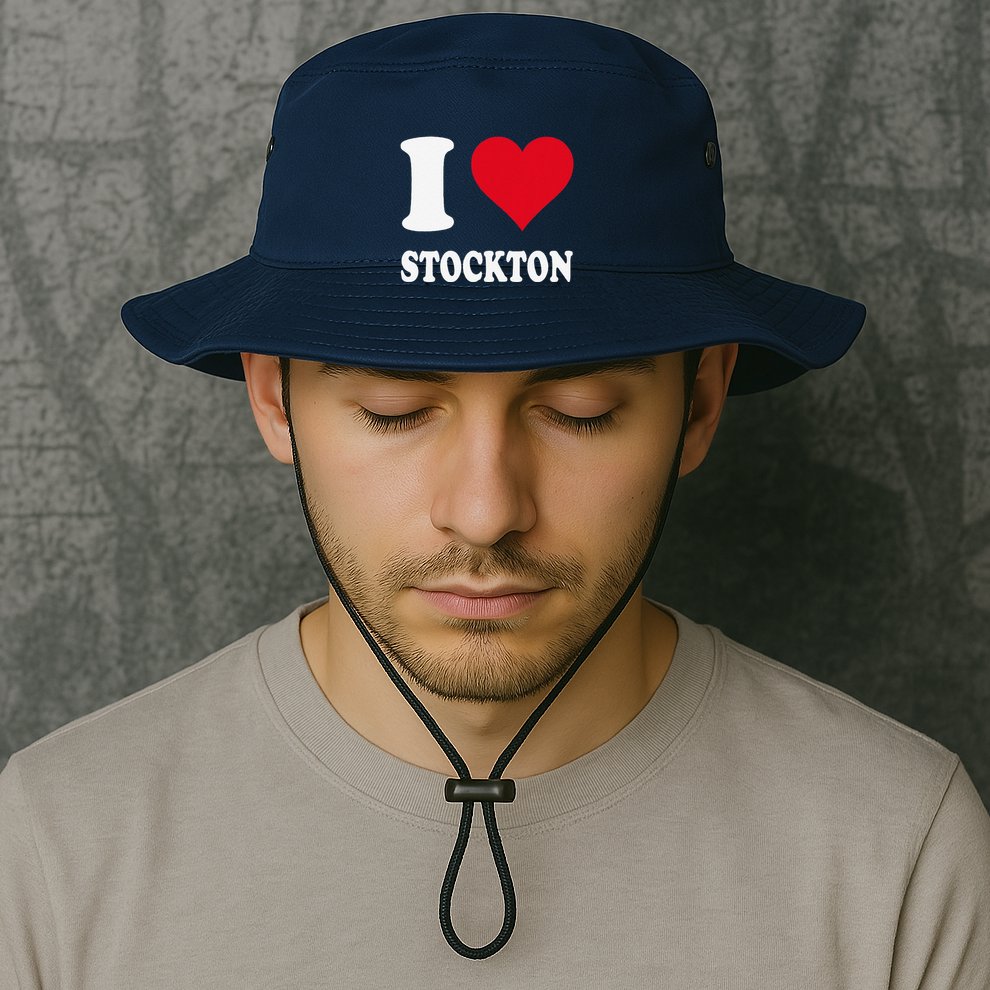 Red Heart I Love Stockton Bucket Hat