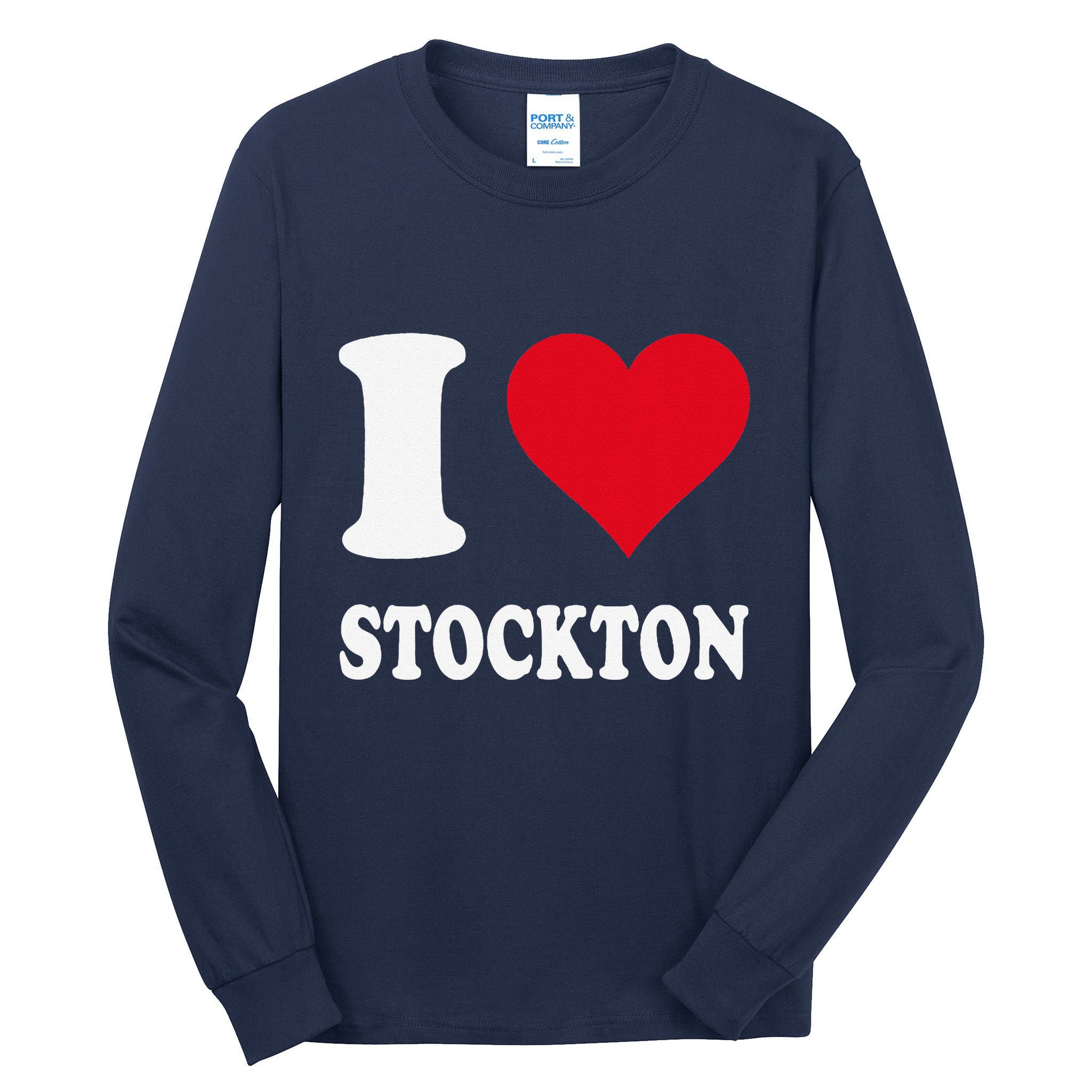 Red Heart I Love Stockton Tall Long Sleeve T-Shirt
