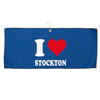 Red Heart I Love Stockton Large Microfiber Waffle Golf Towel