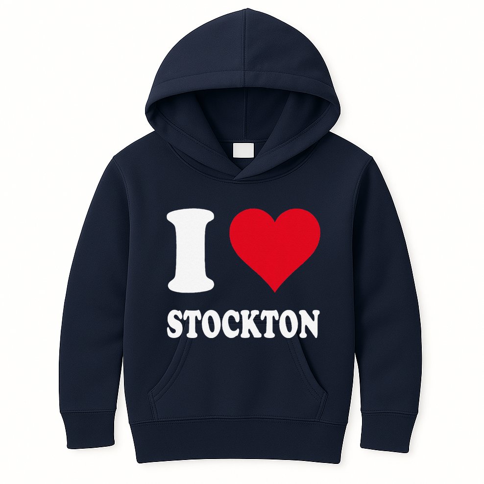 Red Heart I Love Stockton Kids Hoodie