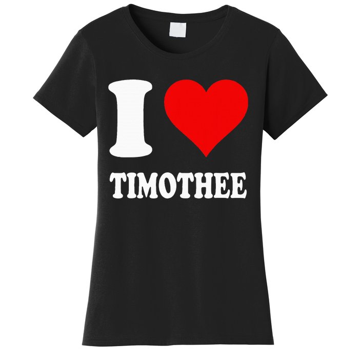 Red Heart I Love Timothee Women's T-Shirt