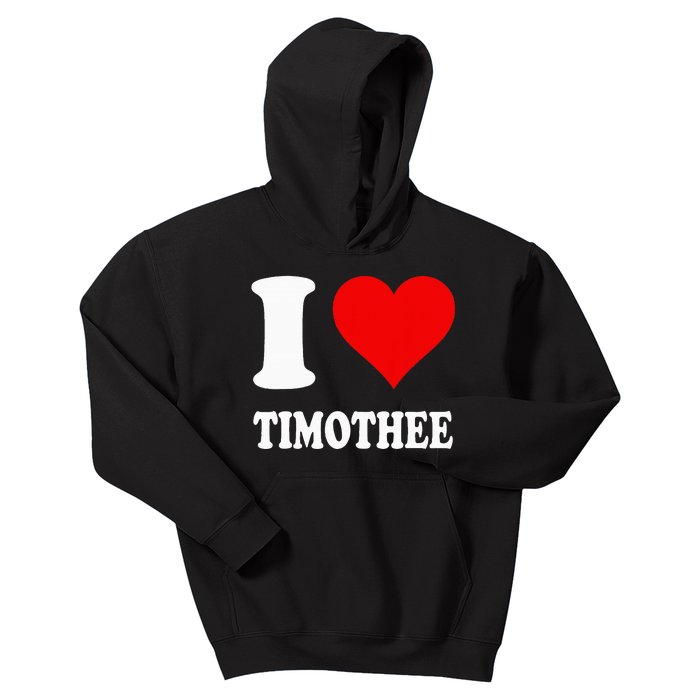 Red Heart I Love Timothee Kids Hoodie