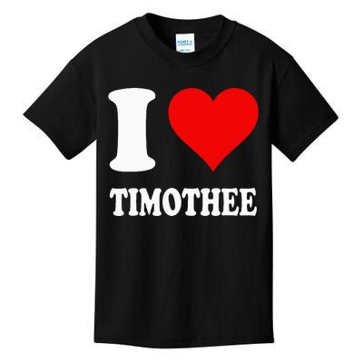 Red Heart I Love Timothee Kids T-Shirt