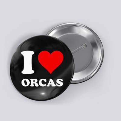 Red Heart I Love Orcas Button