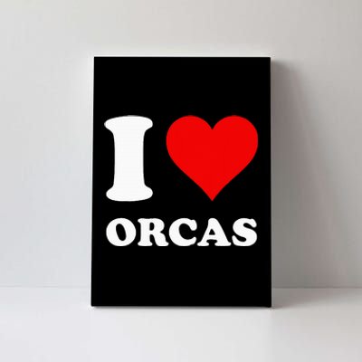 Red Heart I Love Orcas Canvas