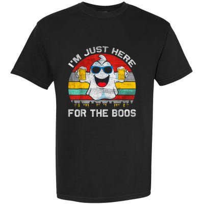 Retro Halloween I'm Just Here For The Boos Cute Ghost Beer Garment-Dyed Heavyweight T-Shirt