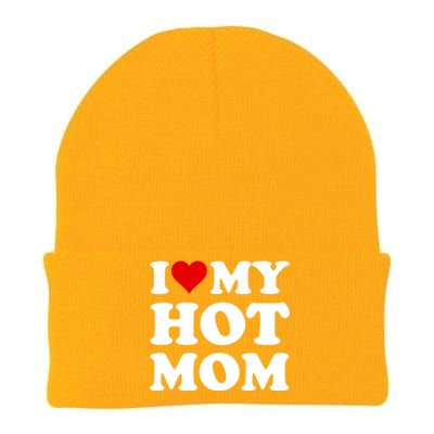 Red Heart I Love My Hot Mom Gift Knit Cap Winter Beanie