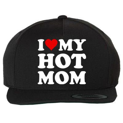 Red Heart I Love My Hot Mom Gift Wool Snapback Cap