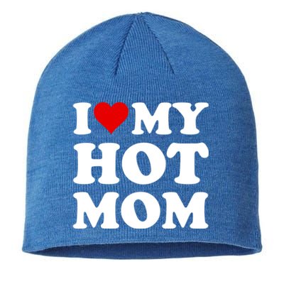 Red Heart I Love My Hot Mom Gift Sustainable Beanie