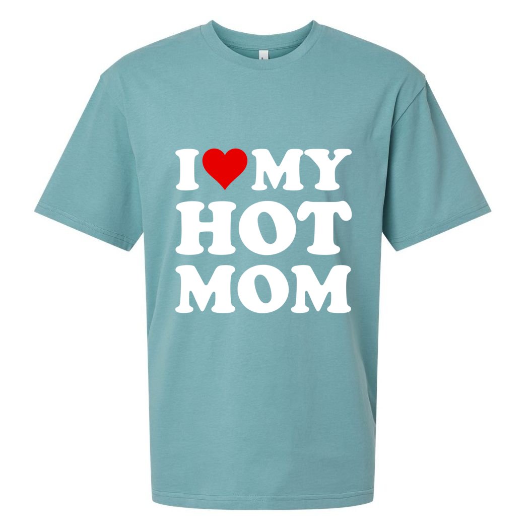 Red Heart I Love My Hot Mom Gift Sueded Cloud Jersey T-Shirt