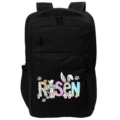 Retro He Is Risen Bunny Easter Rabbit Christian God Jesus Impact Tech Backpack