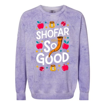 Rosh Hashanah Jewish New Year Shana Tova Apple Honey Shofar Colorblast Crewneck Sweatshirt