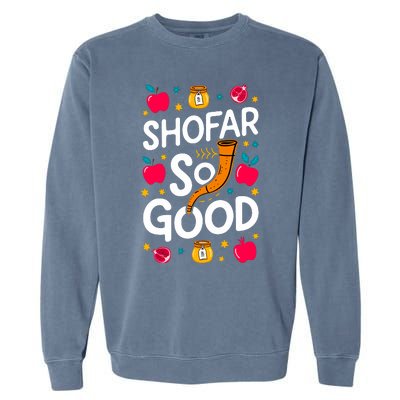 Rosh Hashanah Jewish New Year Shana Tova Apple Honey Shofar Garment-Dyed Sweatshirt