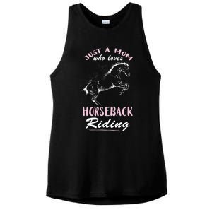 Riding Horse Just A Mom Horseback Rider Horseback Riding Gift Ladies PosiCharge Tri-Blend Wicking Tank