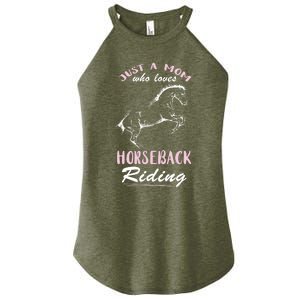 Riding Horse Just A Mom Horseback Rider Horseback Riding Gift Women's Perfect Tri Rocker Tank