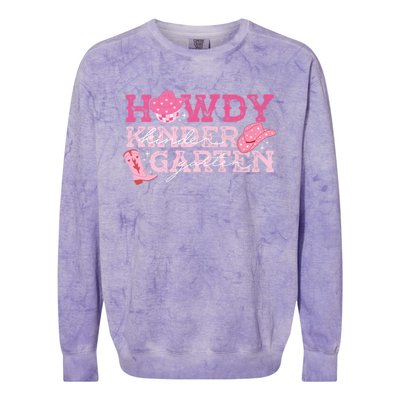 Retro Howdy Kindergarten Cowgirl Western Rodeo For School Colorblast Crewneck Sweatshirt