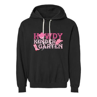 Retro Howdy Kindergarten Cowgirl Western Rodeo For School Garment-Dyed Fleece Hoodie