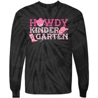 Retro Howdy Kindergarten Cowgirl Western Rodeo For School Tie-Dye Long Sleeve Shirt