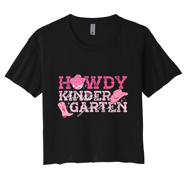 Retro Howdy Kindergarten Cowgirl Western Rodeo For School Crop Top