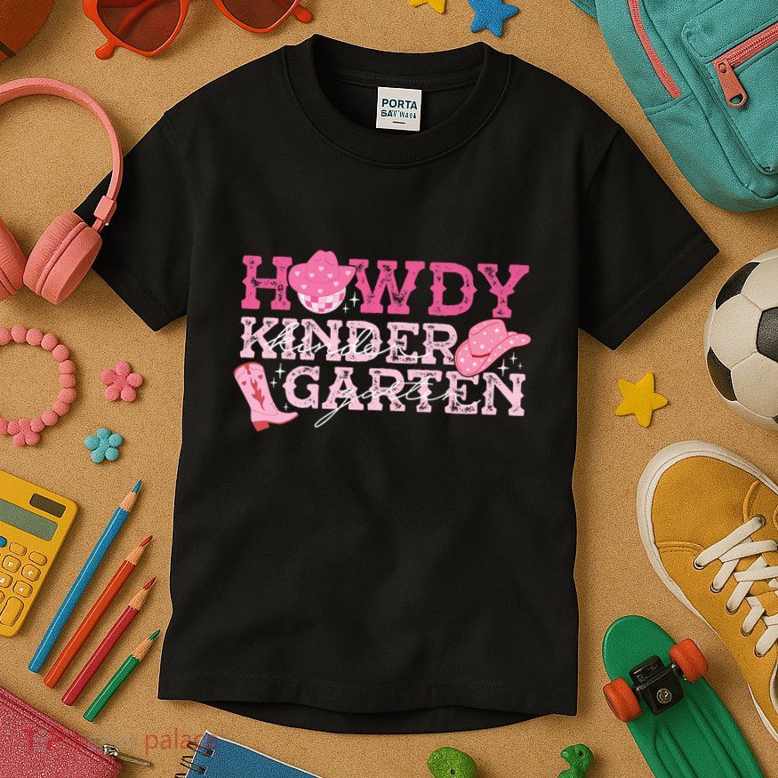 Retro Howdy Kindergarten Cowgirl Western Rodeo For School Kids T-Shirt