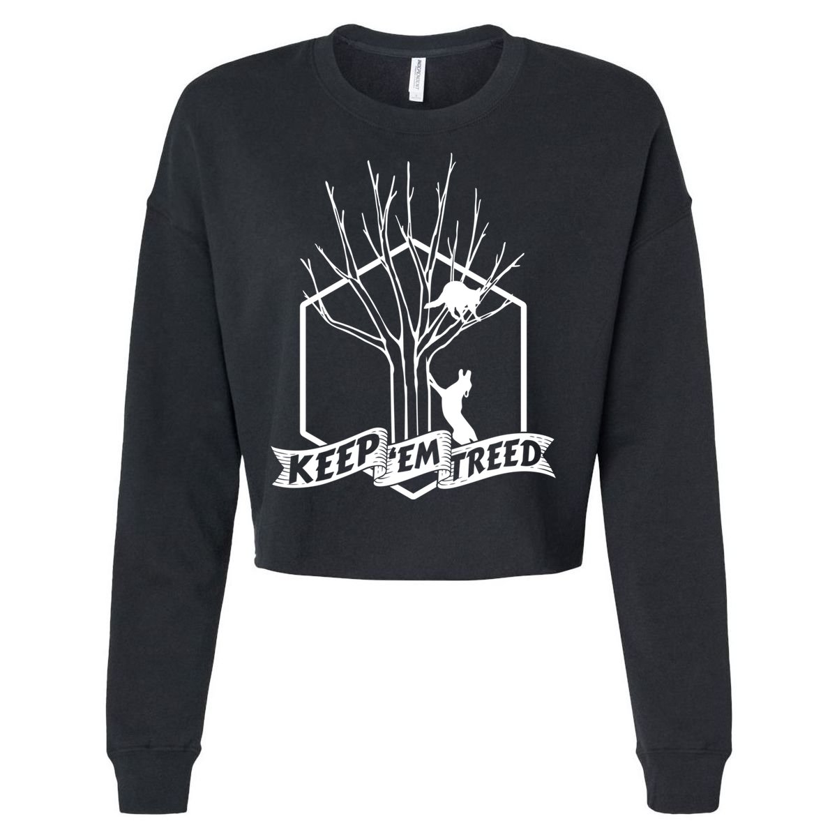 Raccoon Hunting Keep Em' Treed Vinatage Hunting Gear Meaningful Gift Cropped Pullover Crew