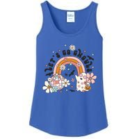 Retro Halloween Lets Go Ghouls Groovy Floral Ghost Gift Ladies Essential Tank