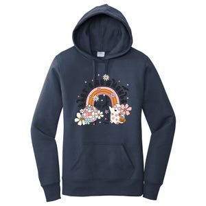 Retro Halloween Lets Go Ghouls Groovy Floral Ghost Gift Women's Pullover Hoodie