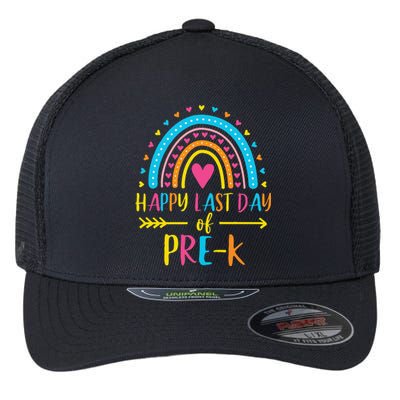 Rainbow Happy Last Day Of Prek School Teacher Flexfit Unipanel Trucker Cap