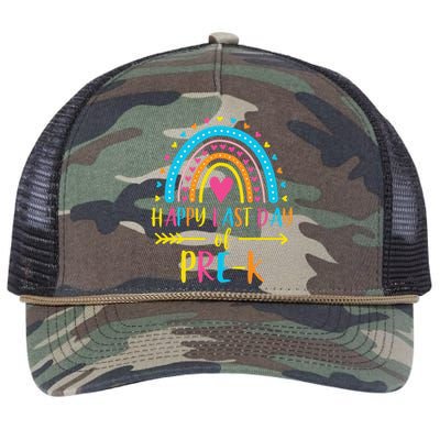 Rainbow Happy Last Day Of Prek School Teacher Retro Rope Trucker Hat Cap