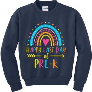 Rainbow Happy Last Day Of Prek School Teacher Kids Sweatshirt